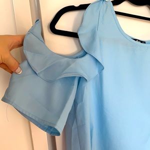 Blue Blouse with Ruffles